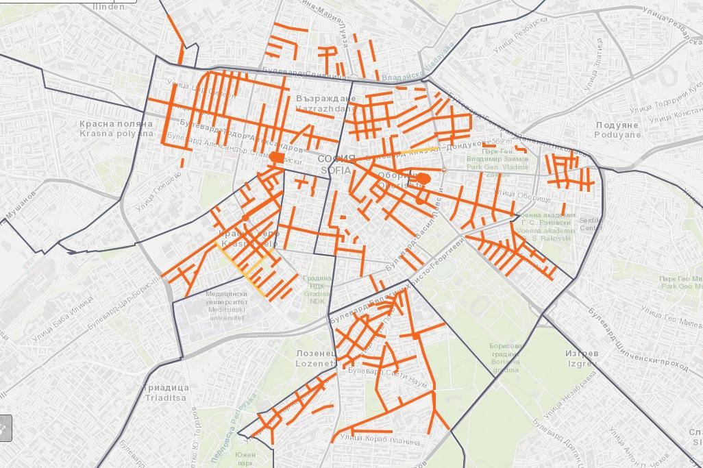 Карта на улици с настилка, недвижима културна ценност