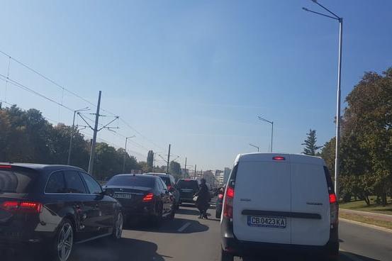 Колона от автомобили задръсти булевард "България"