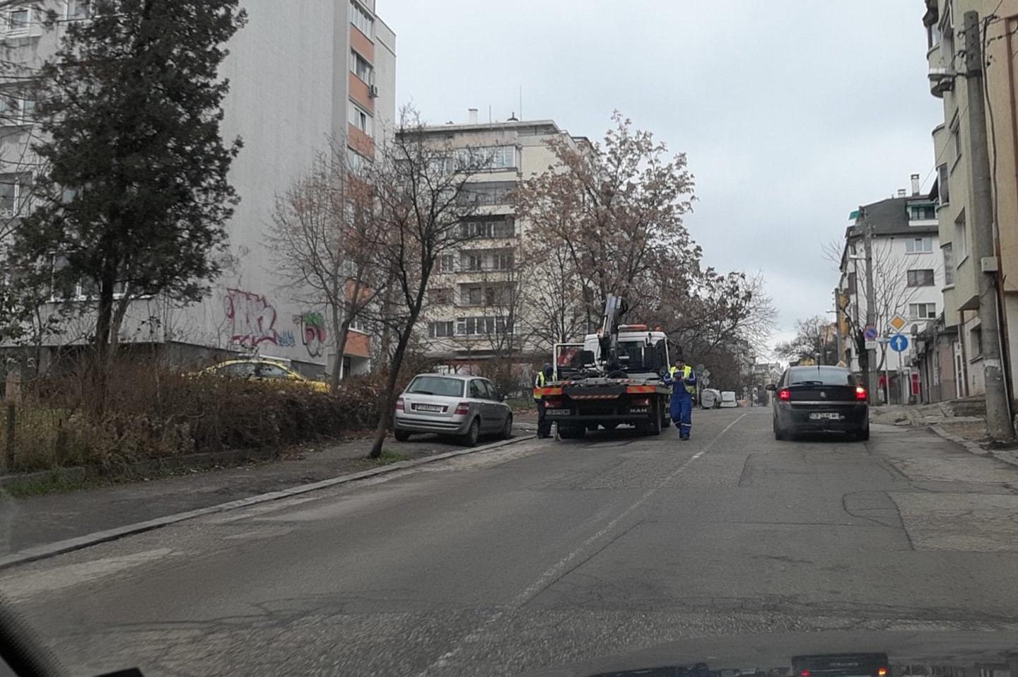 Паякът разчиства по ул. "Велчо Атанасов"