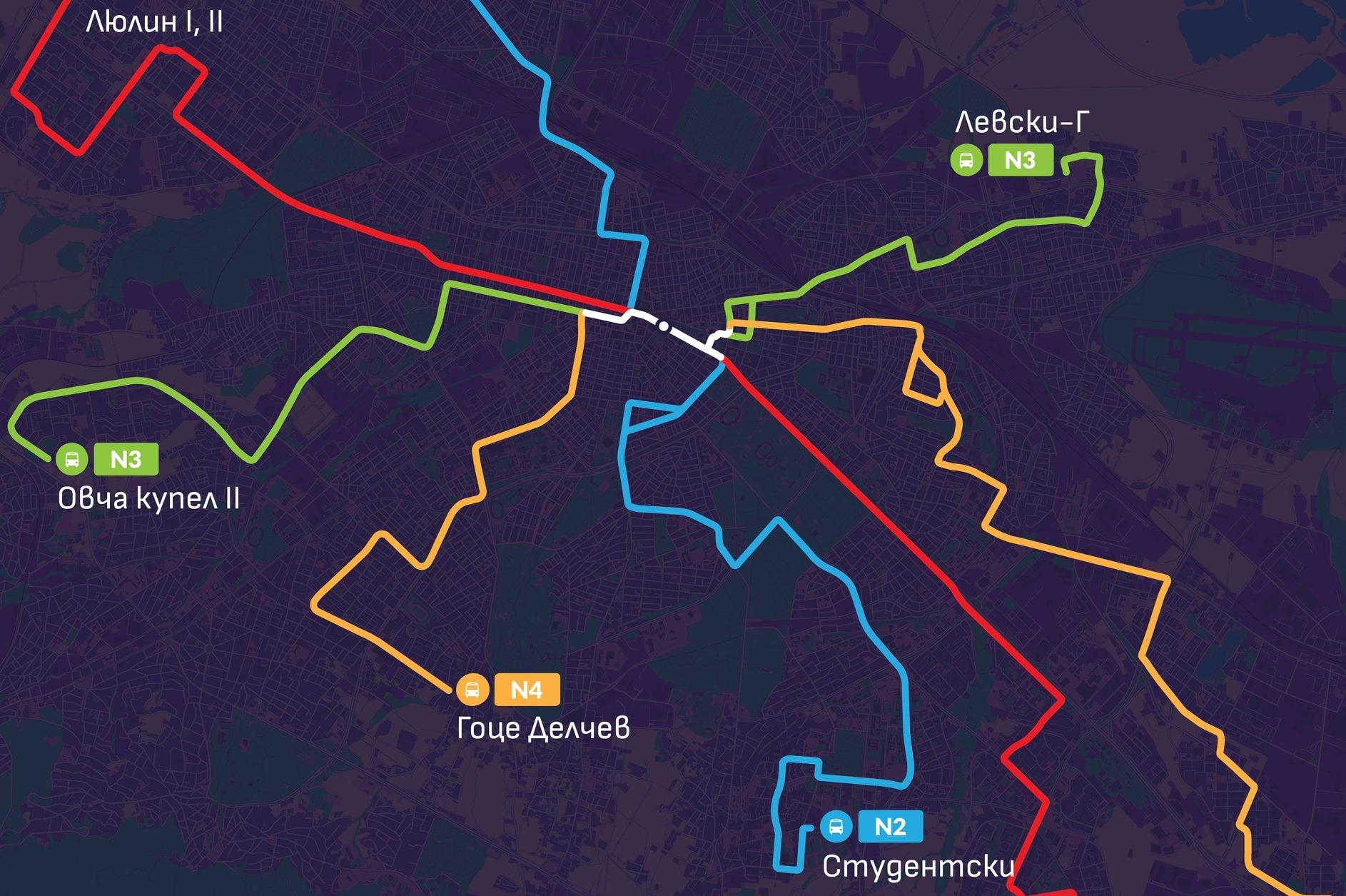 Пуснаха още 2 нови линии на нощния  градски транспорт в София